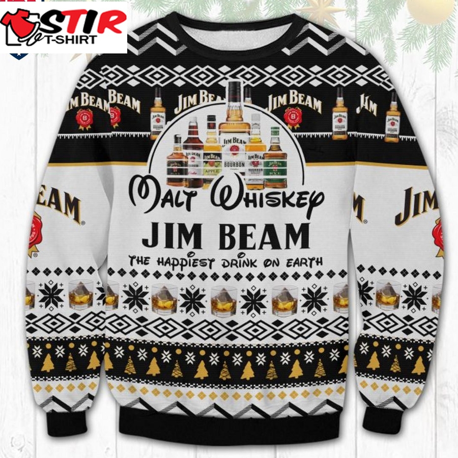 Hot Jim Beam The Happiest Drink On Earth Ugly Christmas Sweater