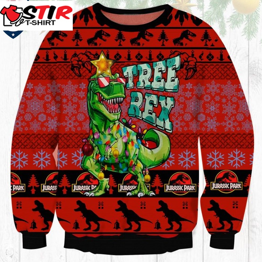 Hot Jurassic Park Tree Rex Ugly Christmas Sweater