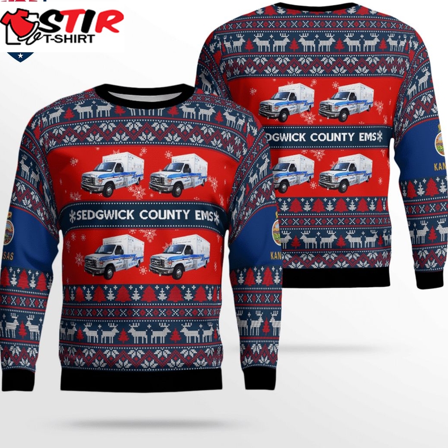 Hot Kansas Sedgwick County Ems 3D Christmas Sweater