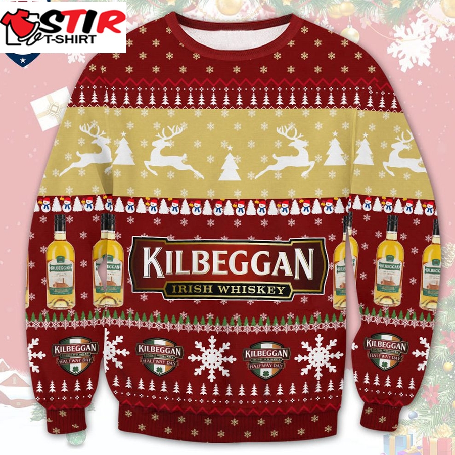 Hot Kilbeggan Irish Whiskey Ugly Christmas Sweater
