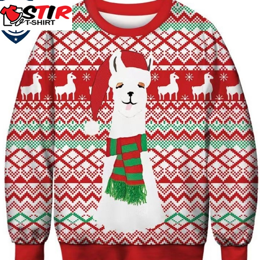 Hot Llama With Christmas Hat Ugly Christmas Sweater