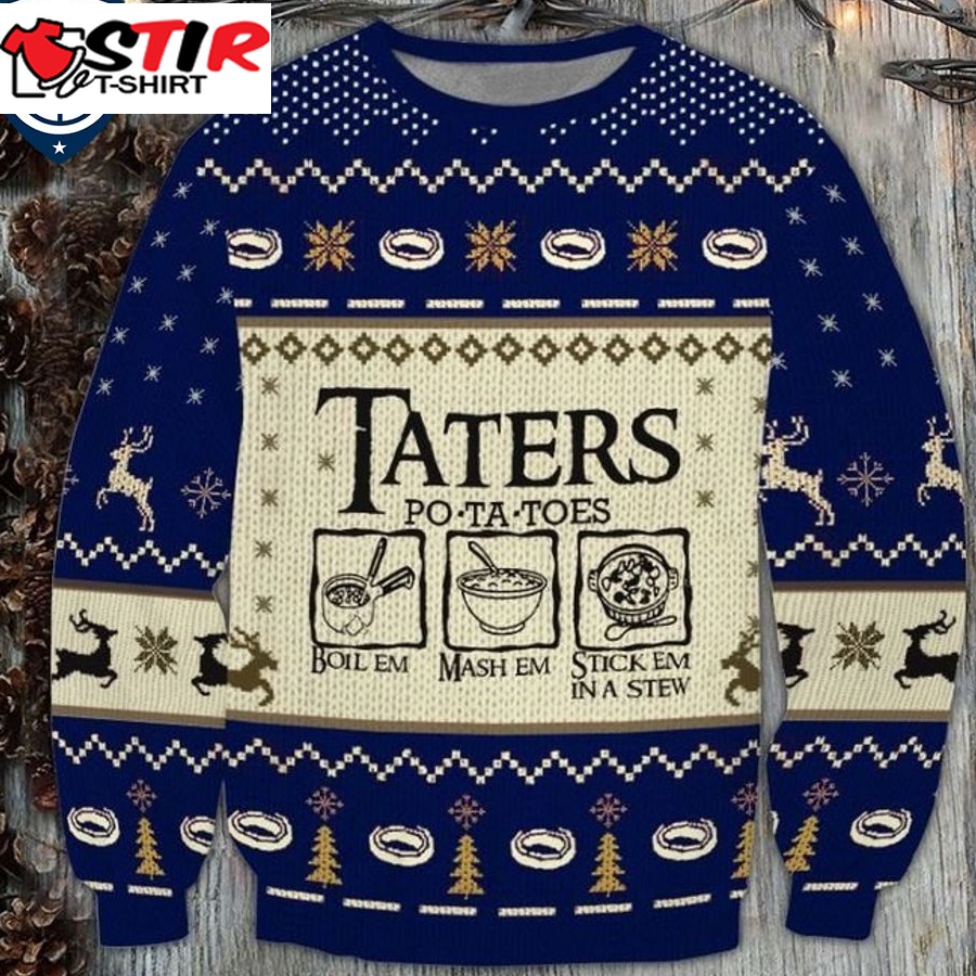 Hot Lotr Taters Po Ta Toes Blue Ugly Christmas Sweater
