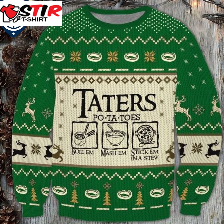 Hot Lotr Taters Po Ta Toes Green Ugly Christmas Sweater