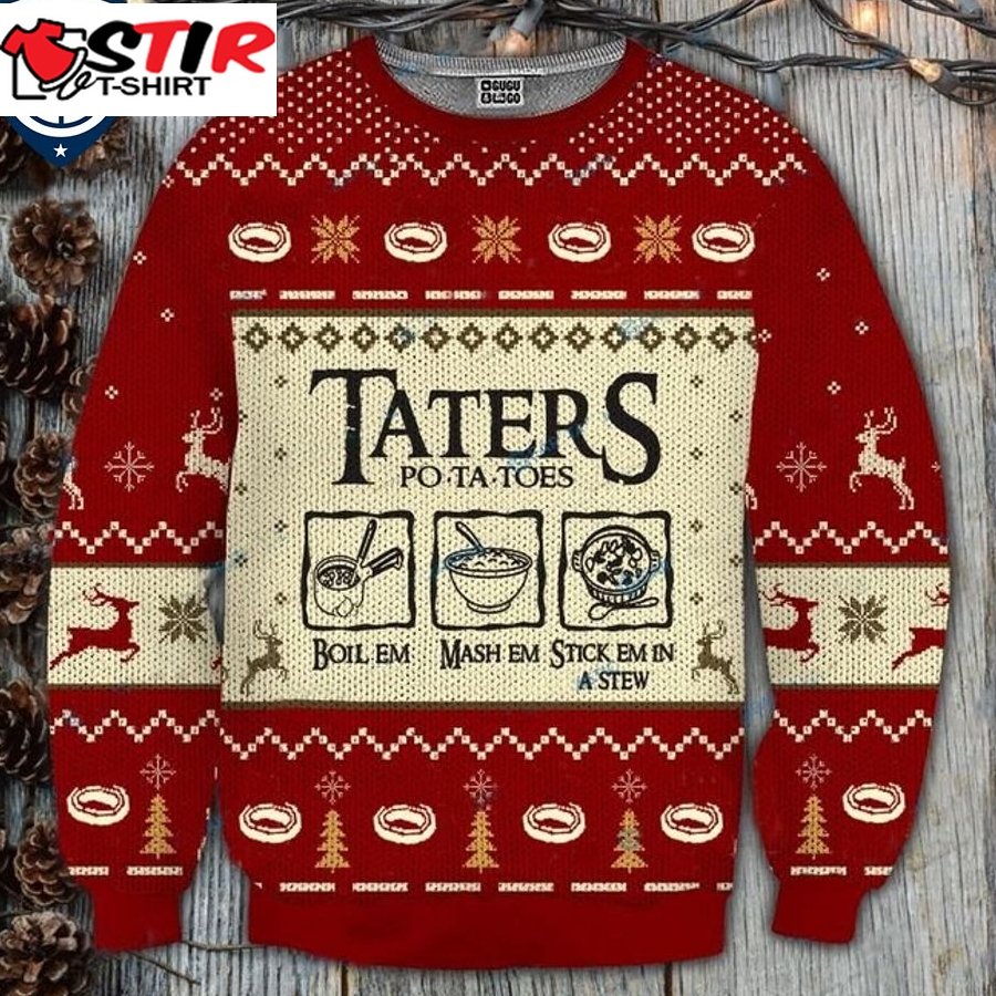 Hot Lotr Taters Po Ta Toes Red Ugly Christmas Sweater
