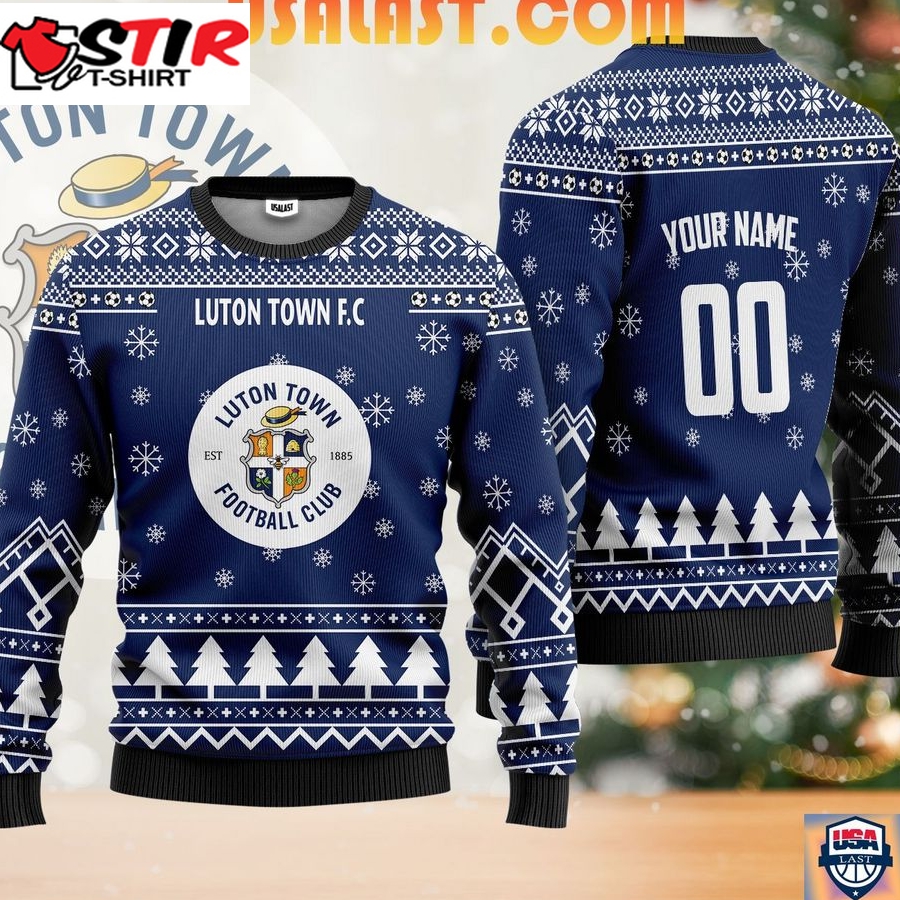 Hot Luton Town Fc Ugly Christmas Sweater Navy Version