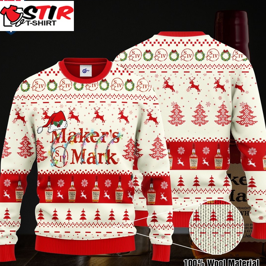 Hot Maker's Mark Santa Hat Ugly Christmas Sweater