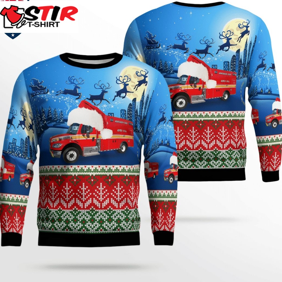 Hot Maryland Montgomery County Fire And Rescue Service Ems 3D Christmas Sweater