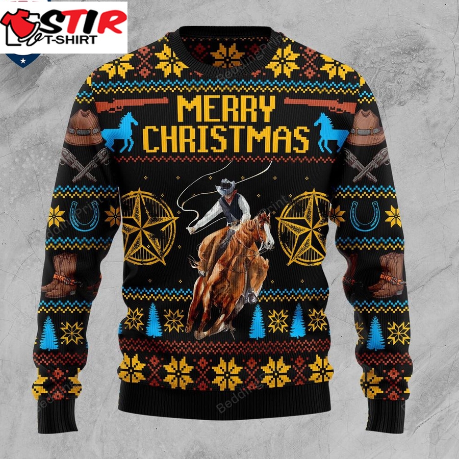 Hot Merry Christmas Cowboy Ugly Christmas Sweater