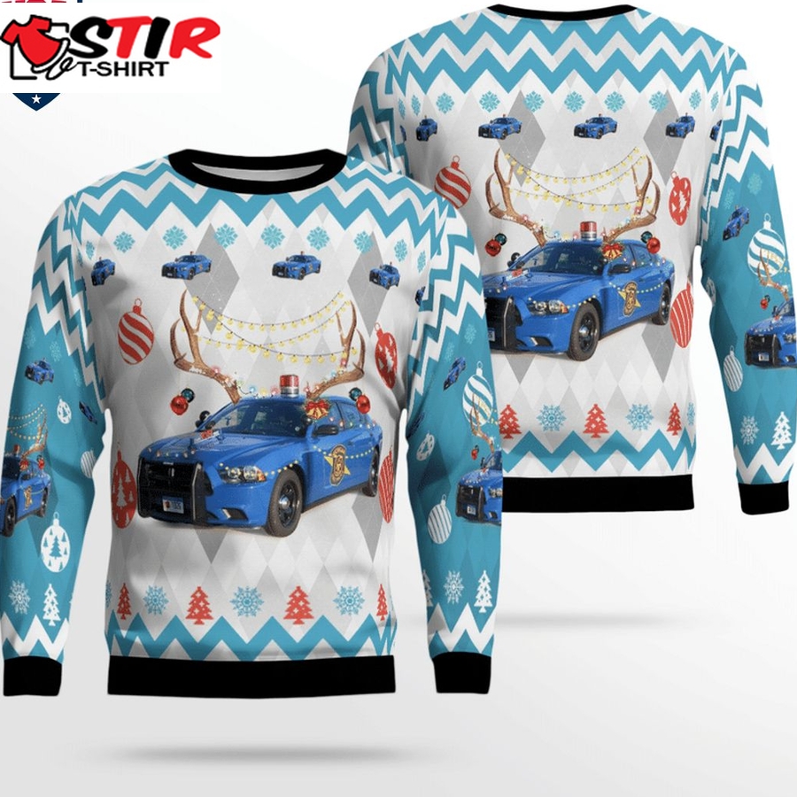 Hot Michigan State Police Dodge Charger 3D Christmas Sweater