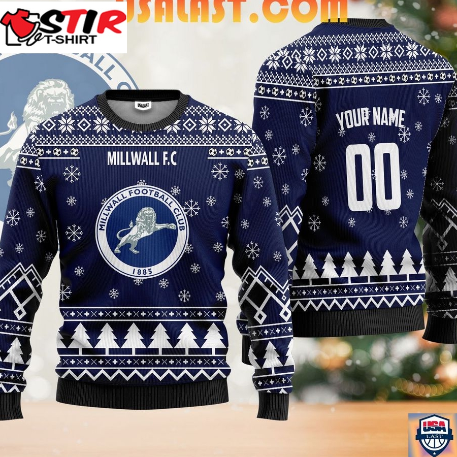 Hot Millwall Fc Ugly Christmas Sweater Navy Blue Version