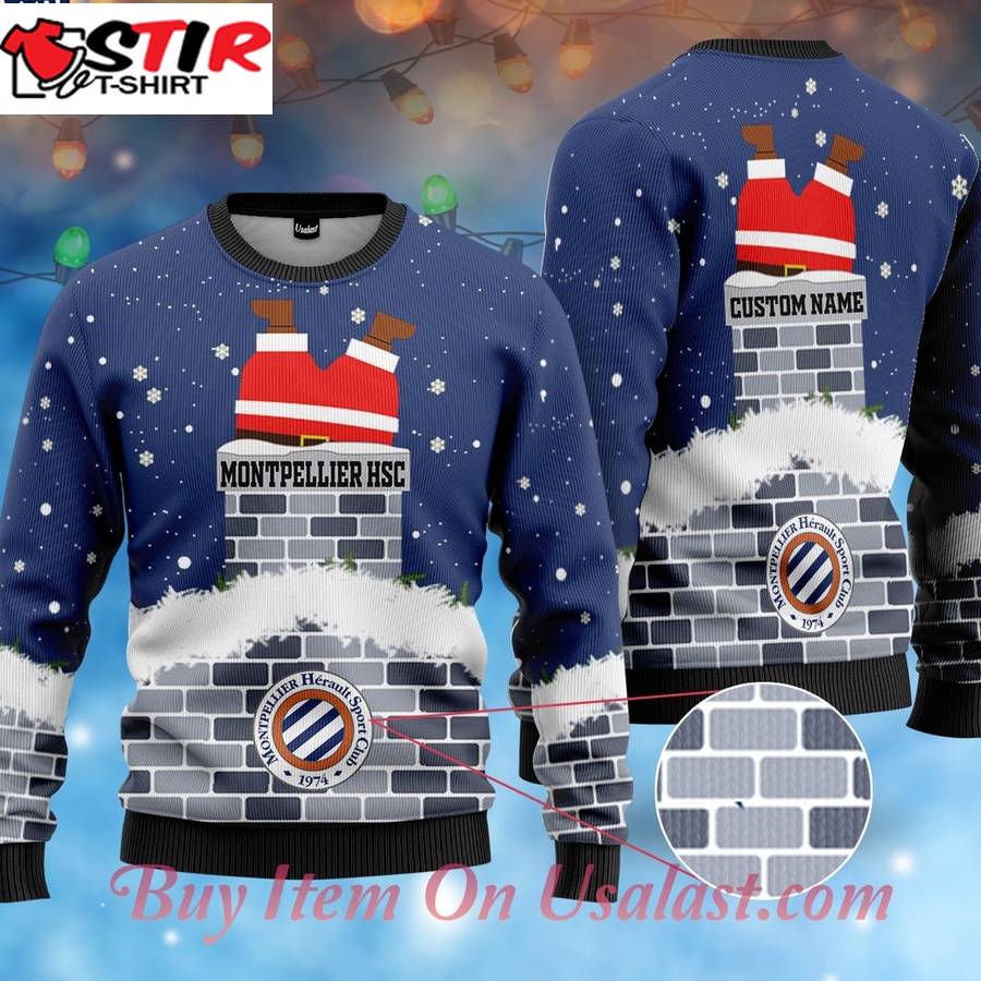 Hot Montpellier Hsc Santa Claus Custom Name Ugly Christmas Sweater