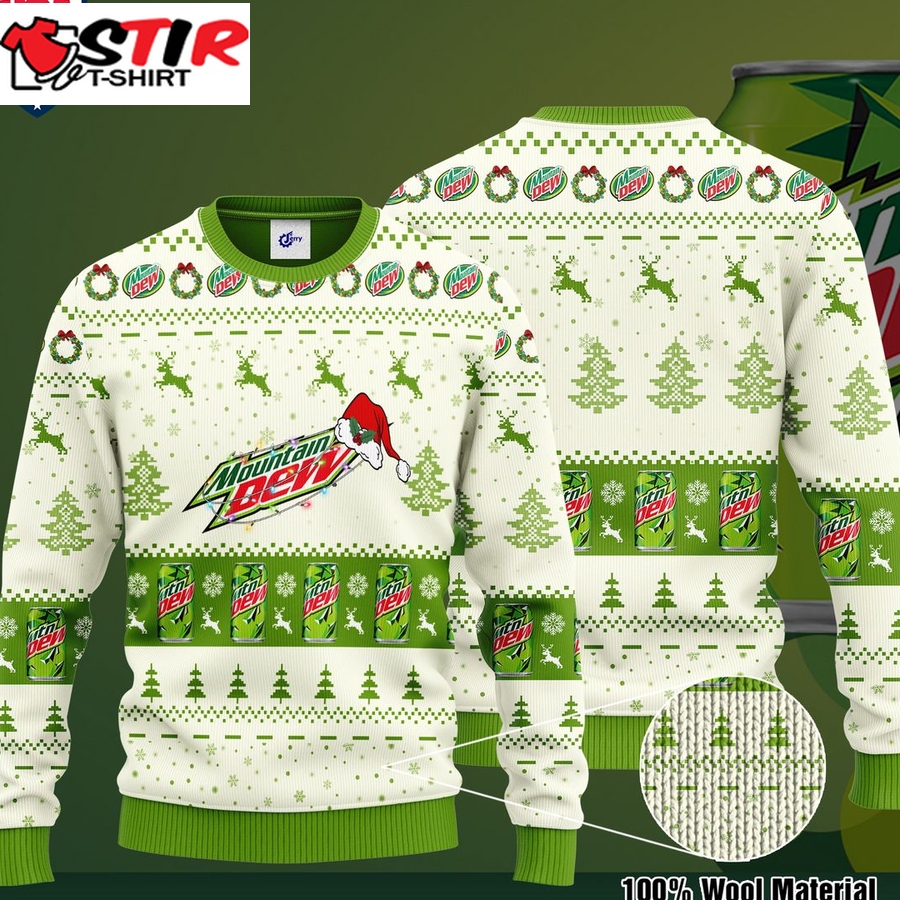 Hot Mountain Dew Santa Hat Ugly Christmas Sweater