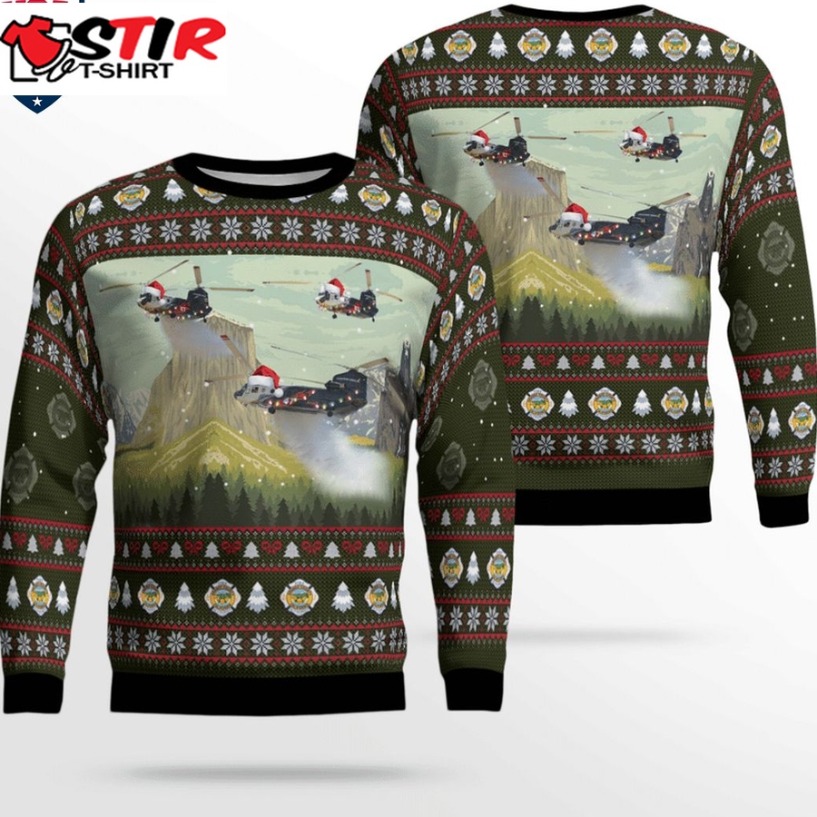 Hot Orange County Fire Authority Boeing Ch 47 Chinook Helicopter 3D Christmas Sweater