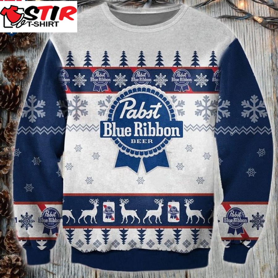 Hot Pabst Blue Ribbon Ugly Christmas Sweater