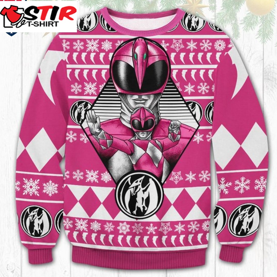 Hot Pink Power Rangers Ugly Christmas Sweater