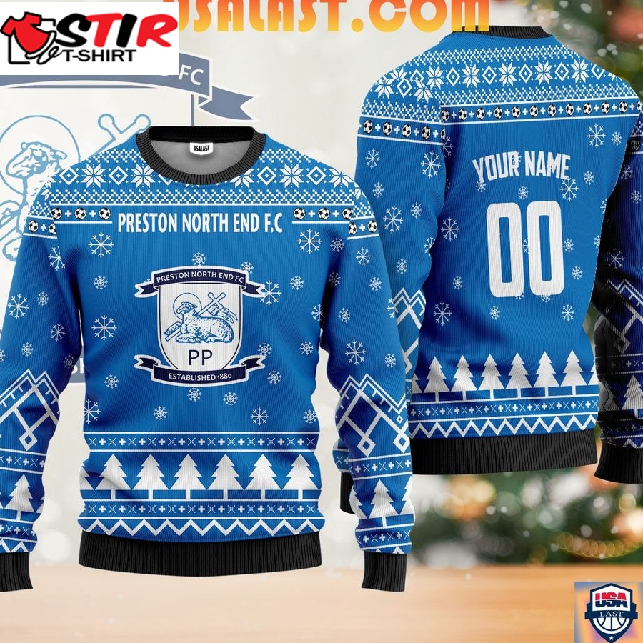 Hot Preston North End Fc Ugly Christmas Sweater Light Blue Version