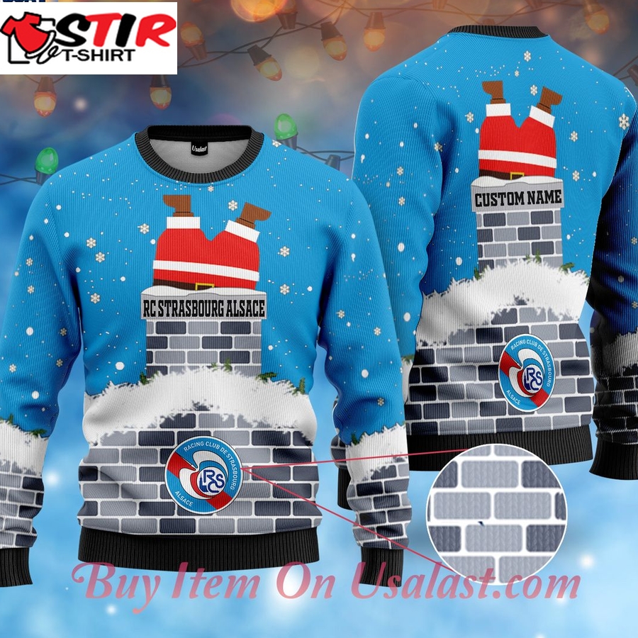 Hot Rc Strasbourg Alsace Santa Claus Custom Name Ugly Christmas Sweater