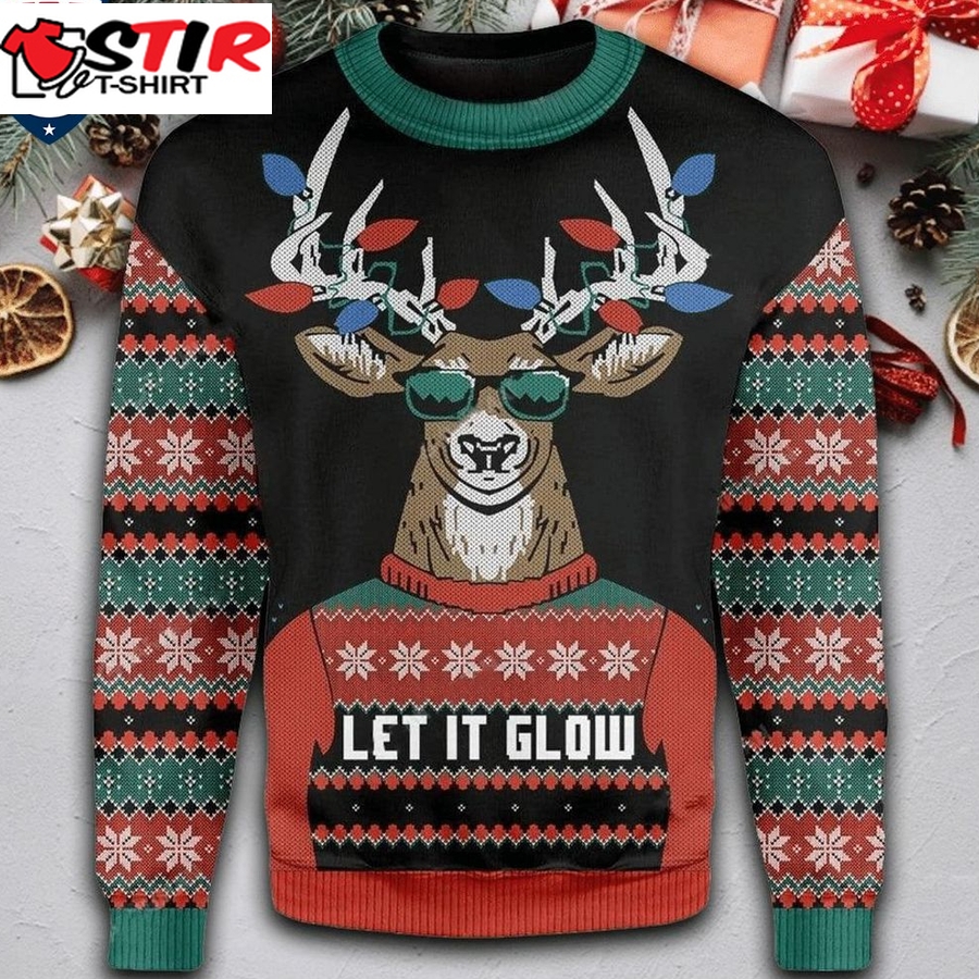 Hot Reindeer Let It Glow Ugly Christmas Sweater