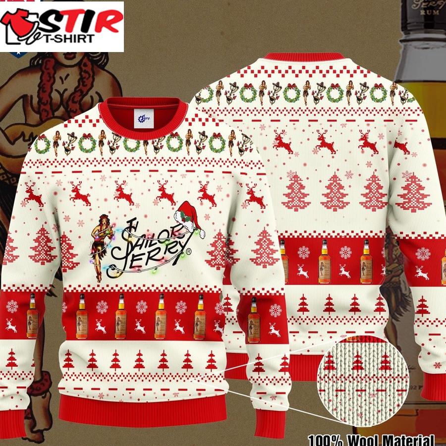 Hot Sailor Jerry Santa Hat Ugly Christmas Sweater