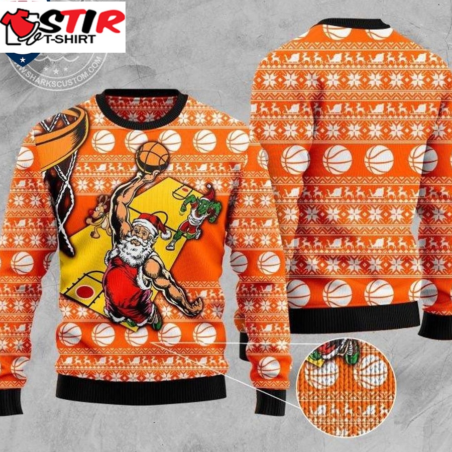 Hot Santa Basketball Ugly Christmas Sweater