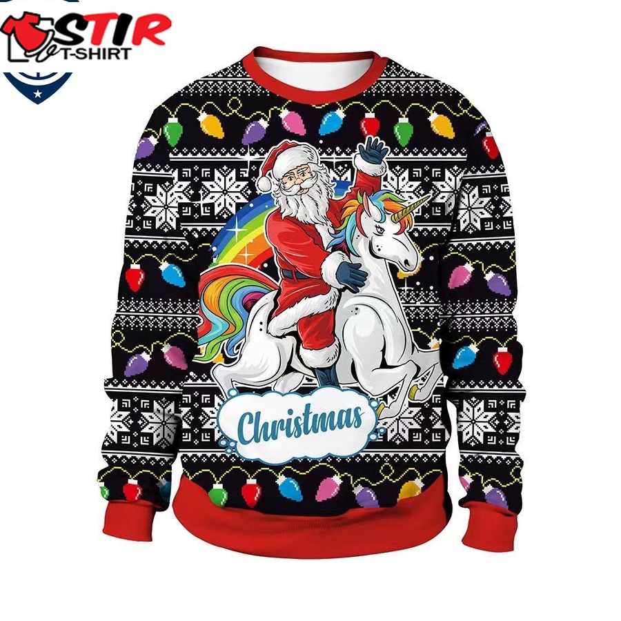 Hot Santa Riding Unicorn Ugly Christmas Sweater