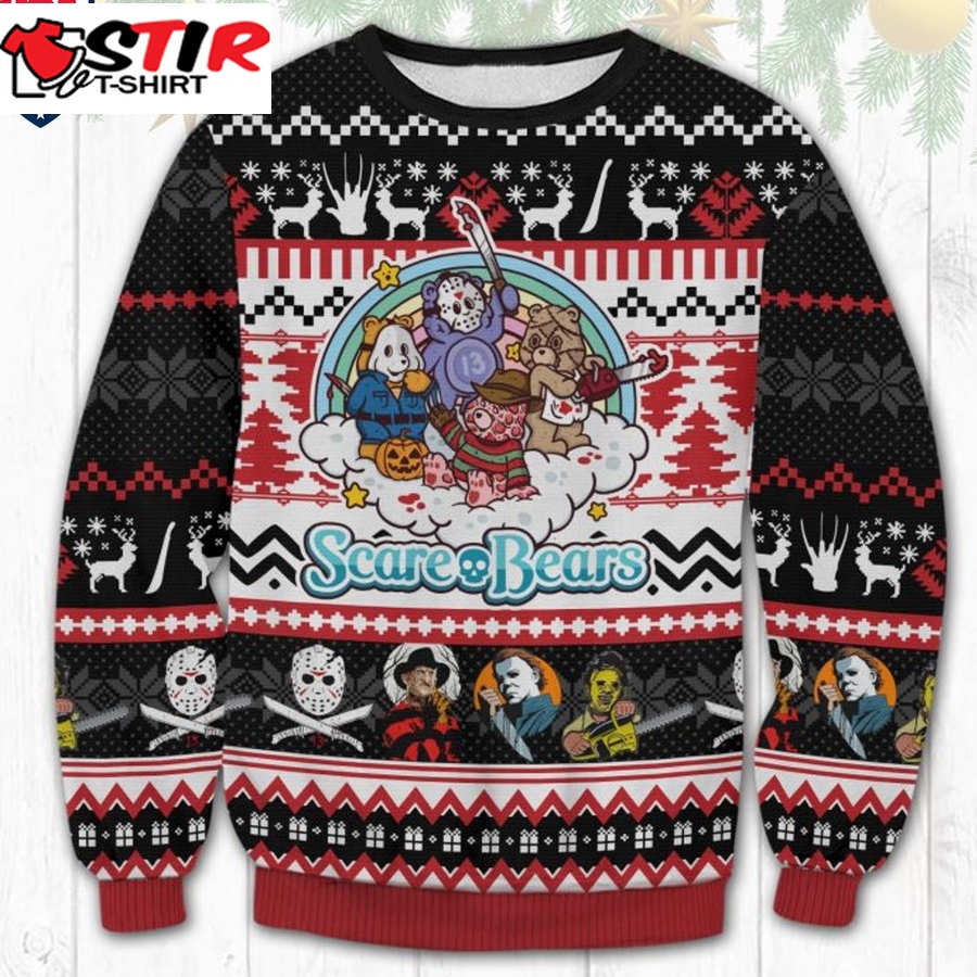 Hot Scare Bears Horror Killers Ugly Christmas Sweater