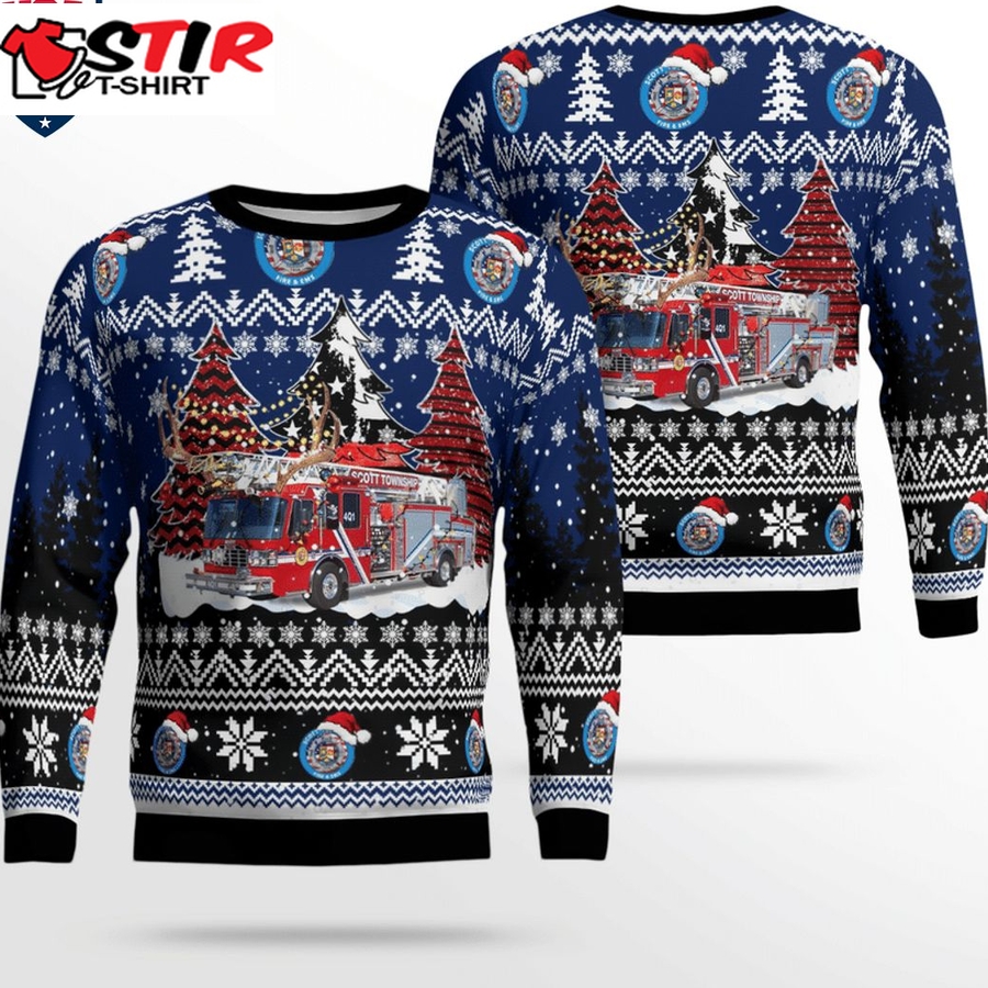 Hot Scott Township Fire & Ems 3D Christmas Sweater