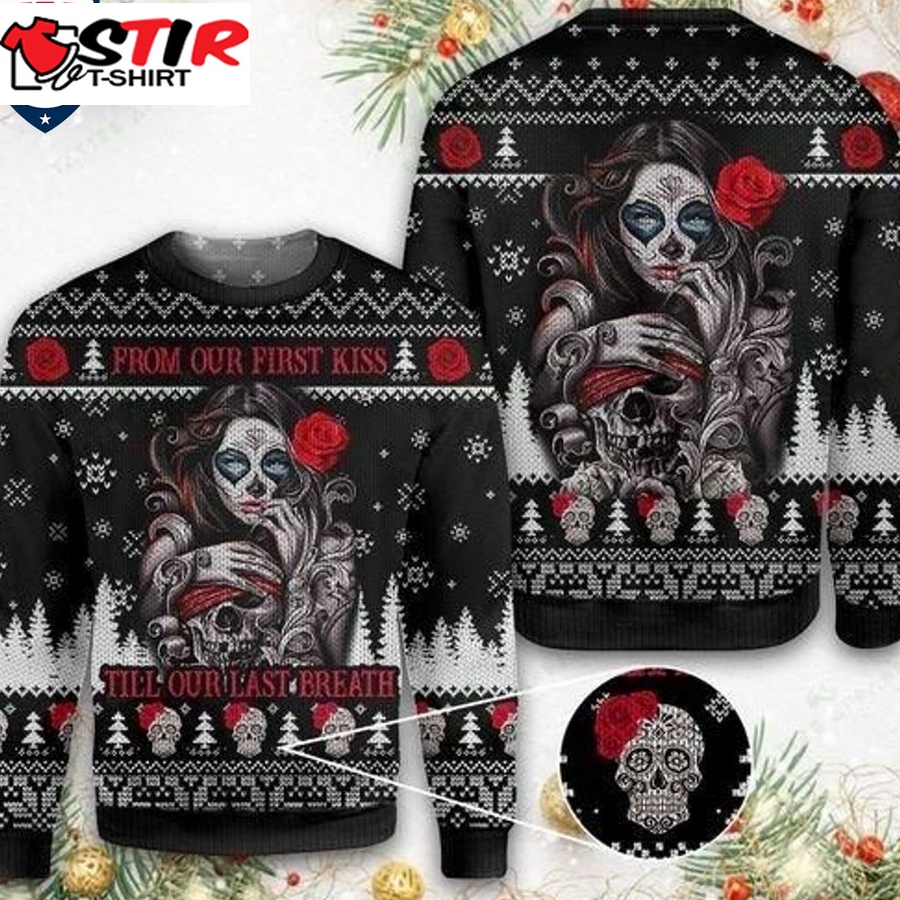Hot Skull Day Of The Dead From Our First Kiss Ugly Christmas Sweater