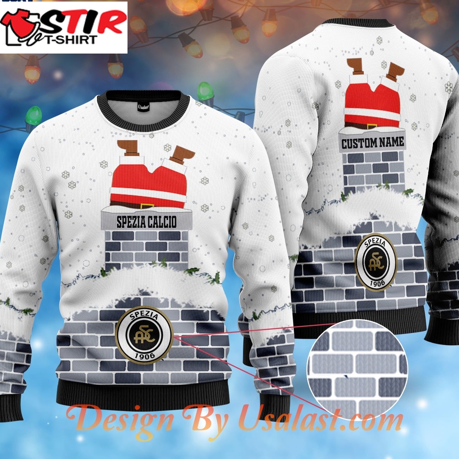 Hot Spezia Calcio Santa Claus Custom Name Ugly Christmas Sweater