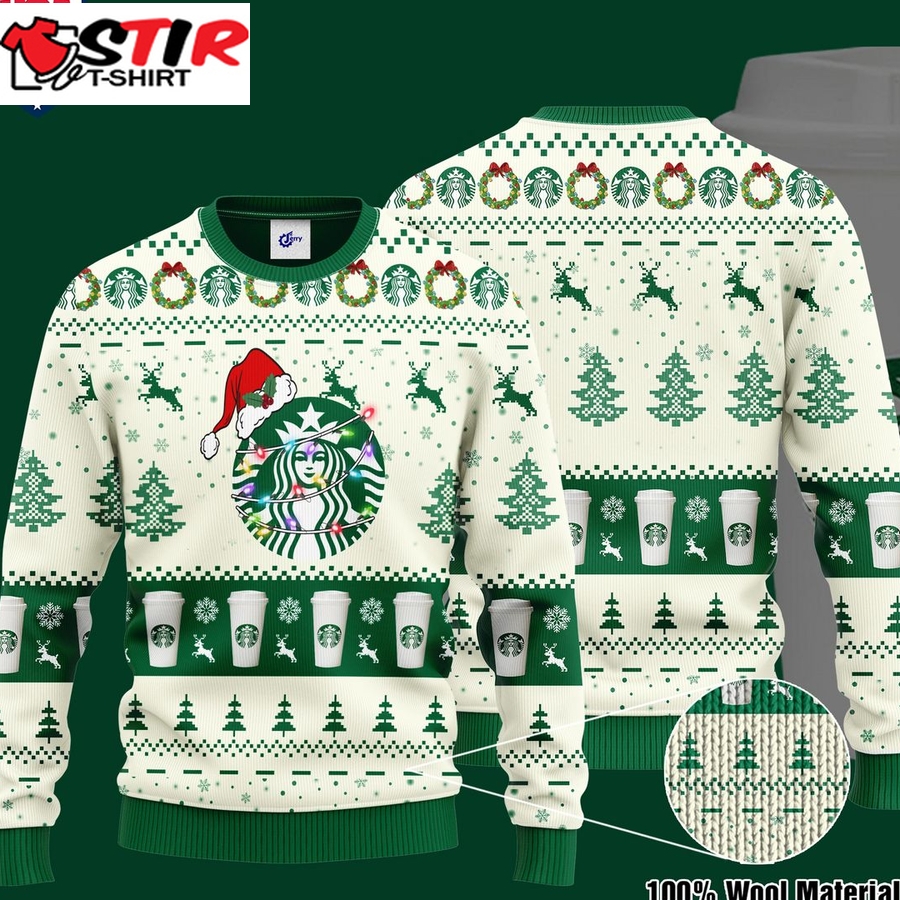 Hot Starbucks Santa Hat Ugly Christmas Sweater