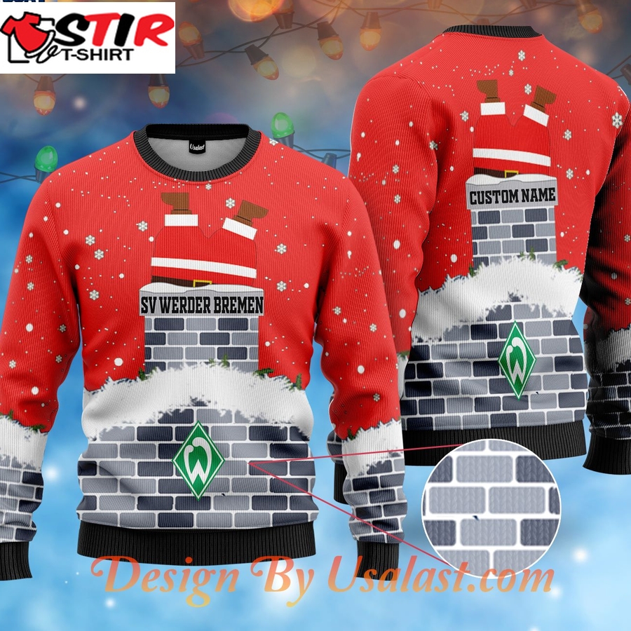 Hot Sv Werder Bremen Custom Name Ugly Christmas Sweater   Red Version