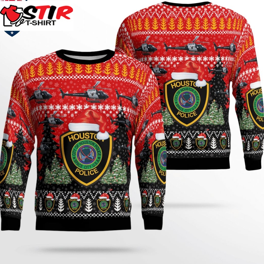 Hot Texas Houston Police Department H125 Helicopter 3D Christmas Sweater