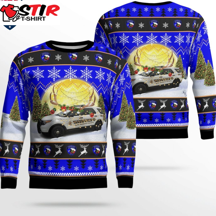 Hot Texas San Jacinto County Sheriff Ford Interceptor Suv 3D Christmas Sweater