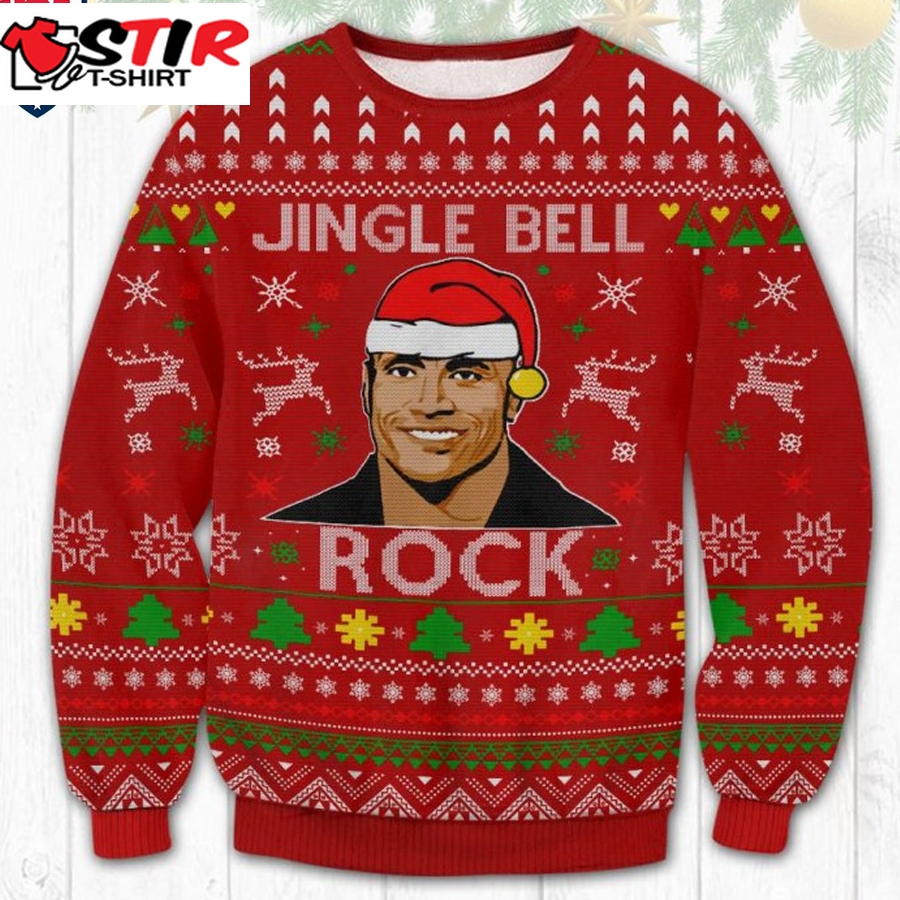 Hot The Rock Jingle Bell Rock Ugly Christmas Sweater