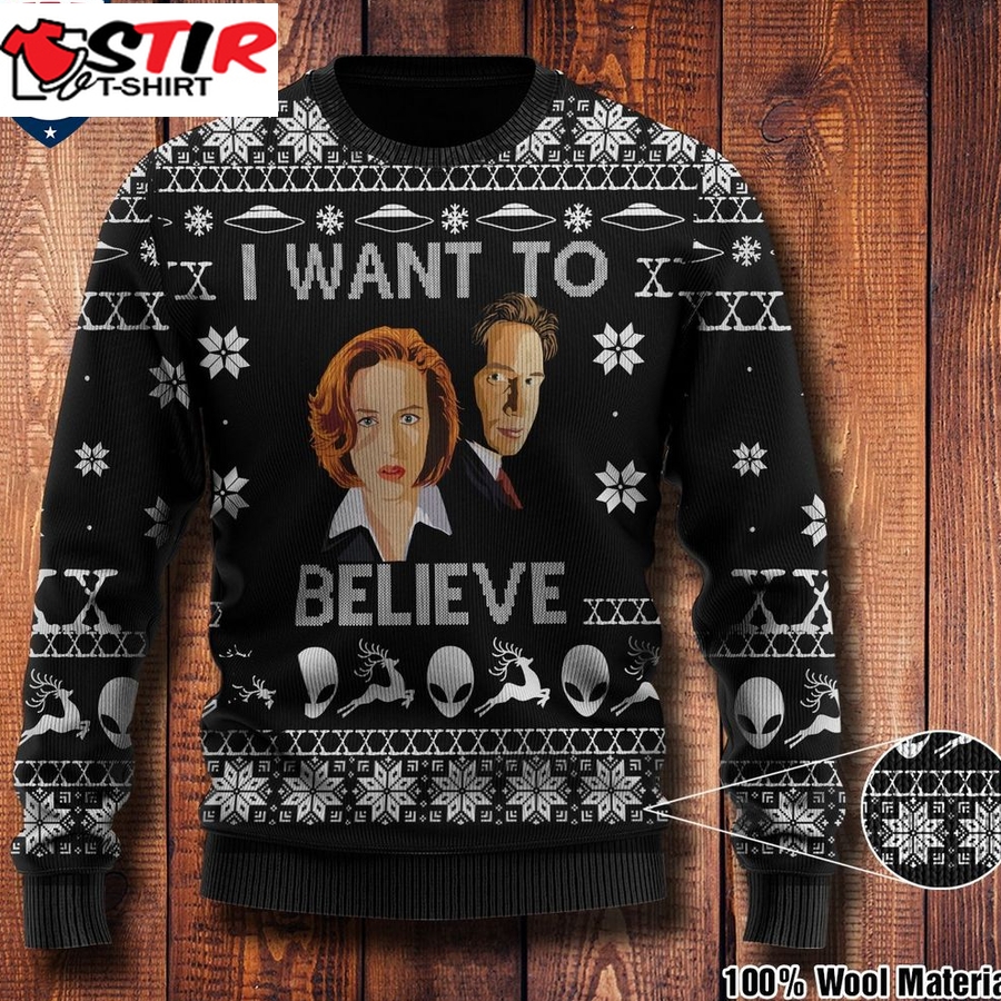 Hot The X Files I Want To Believe Ugly Christmas Sweater