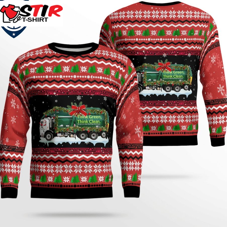 Hot Think Green Think Clean Waste Management 3D Christmas Sweater