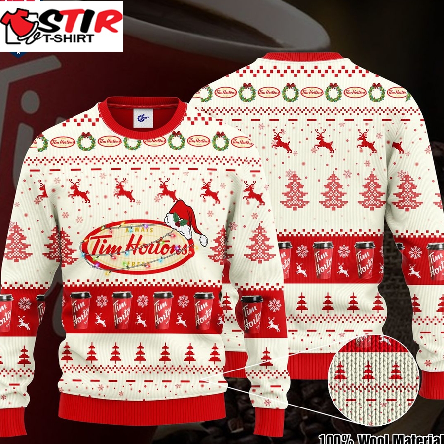 Hot Tim Hortons Santa Hat Ugly Christmas Sweater
