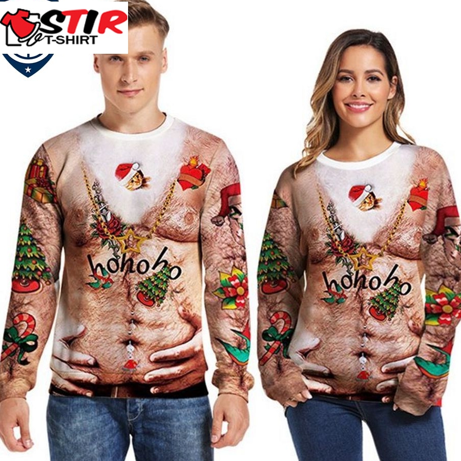 Hot Topless Big Belly Ho Ho Ho Ugly Christmas Sweater - StirTshirt