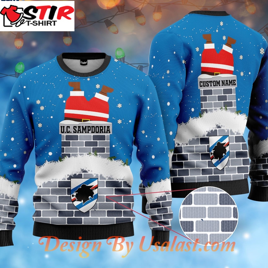 Hot Uc Sampdoria Santa Claus Custom Name Ugly Christmas Sweater