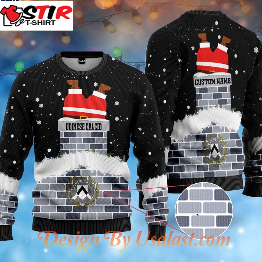 Hot Udinese Calcio Santa Claus Custom Name Black Ugly Christmas Sweater