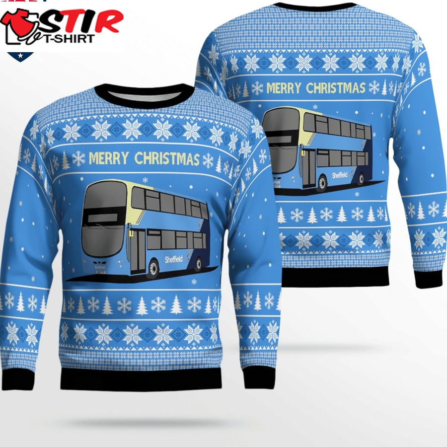 Hot Uk Double Decker Bus Sheffield 3D Christmas Sweater
