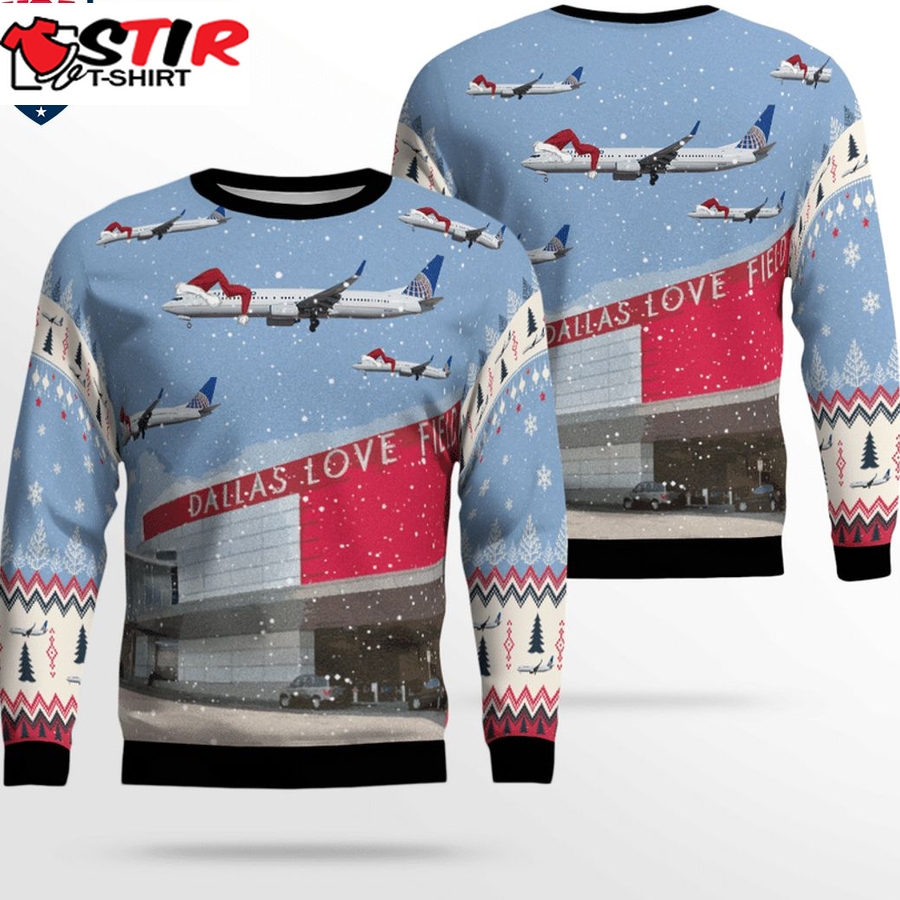 Hot United Airlines Boeing 737 900 Over Dallas Love Field 3D Christmas Sweater