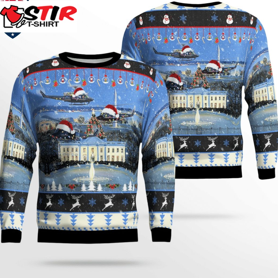 Hot Us Air Force Bell Uh 1N Twin Huey Of The 1St Helicopter Squadron Flying Over Washington Dc 3D Christmas Sweater
