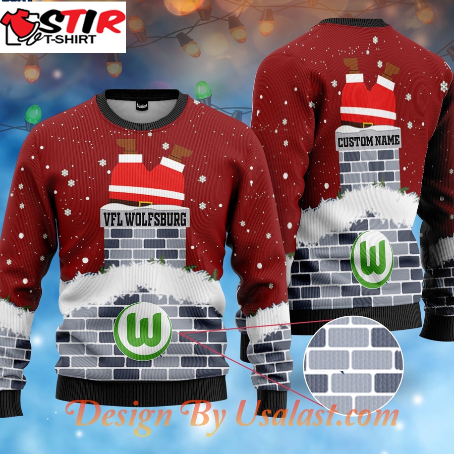 Hot Vfl Wolfsburg Custom Name Ugly Christmas Sweater   Red Version