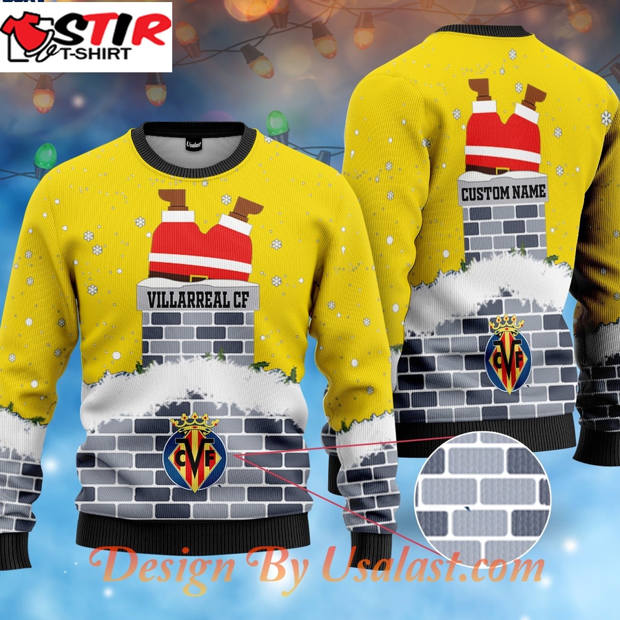 Hot Villarreal Cf Santa Claus Custom Name Ugly Christmas Sweater