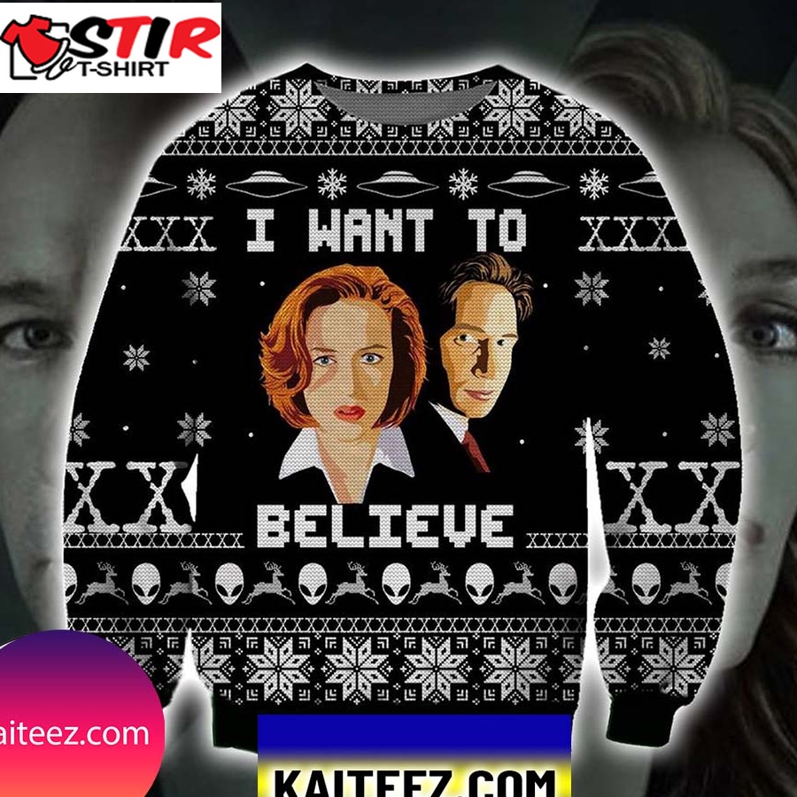 I Want To Believe Knitting Pattern 3D Print Christmas Ugly Sweater