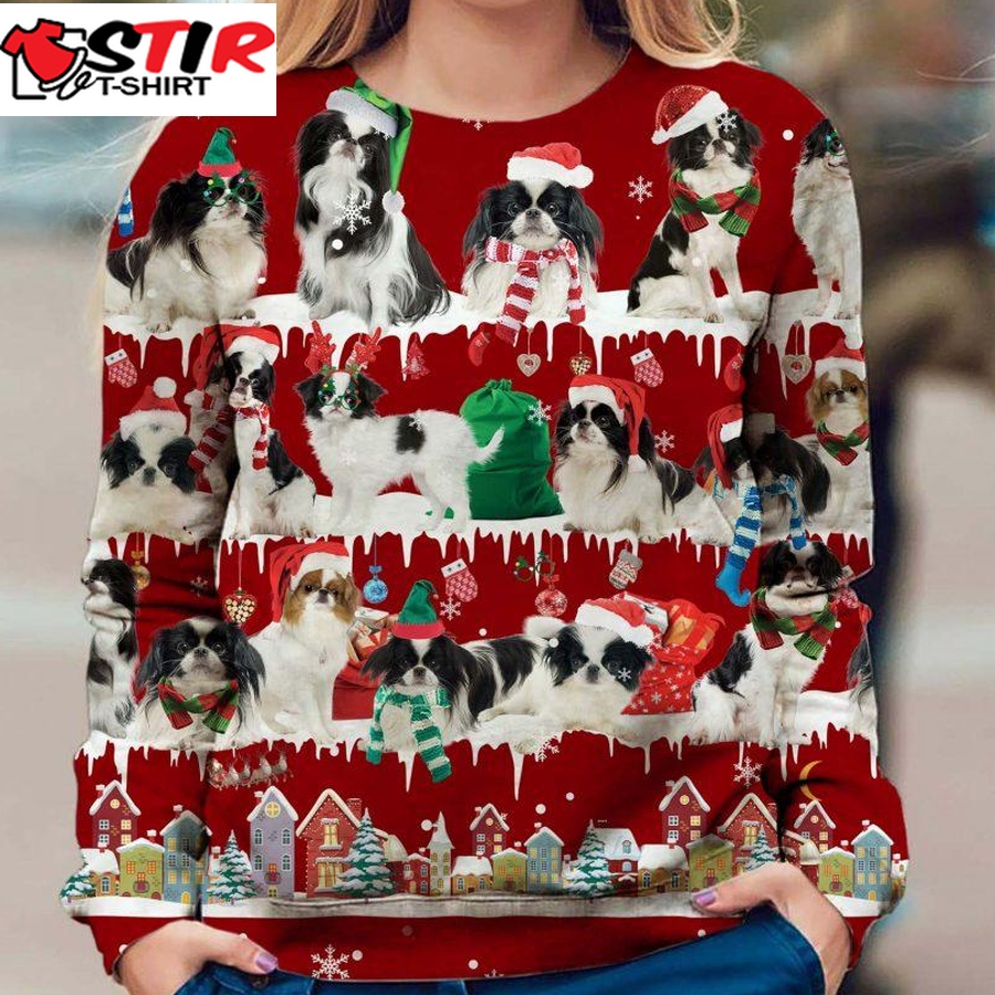 Japanese Chin   Snow Christmas   Premium Dog Christmas Ugly Sweatshirt, Dog Ugly Sweater   324