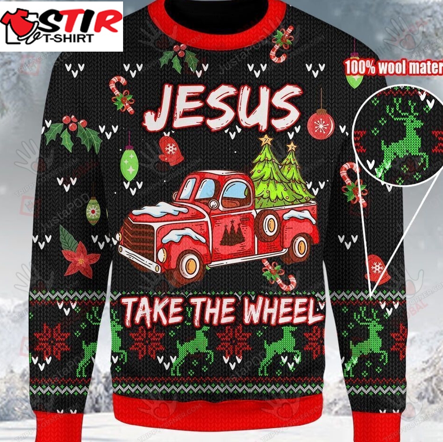 Jesus Take The Wheel Ugly Christmas Sweater, All Over Print Ugly Sweater Christmas Gift   182