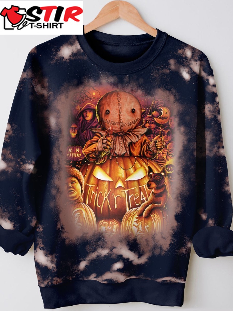 Sale Trick Or Treat Horror Halloween Print Long Sleeve Sweatshirt