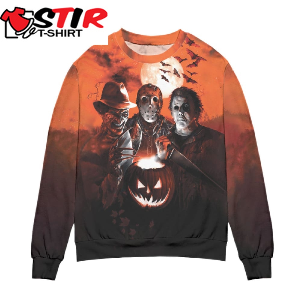 Scary Halloween Horror Characters Ugly Christmas Sweater Orane